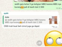 Siswa SMP di Kramatmulya Terima Uang Rp2.500 Pengganti Makan Bergizi Gratis, Warga Soroti Kinerja Penyedia